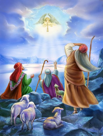 APH5468CHF The Shepherds & Angels Appeared Flag Canvas House Size