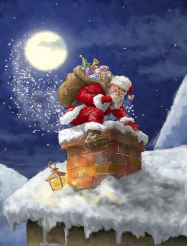Christmas Santa Claus in the Chimney Flag Garden Size