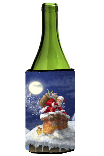 Picture of Carolines Treasures APH5479LITERK Christmas Santa Claus in the Chimney Wine Bottle Can cooler Hugger