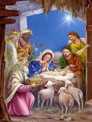 The Wise Men at the Nativity Christmas Flag Canvas House Size