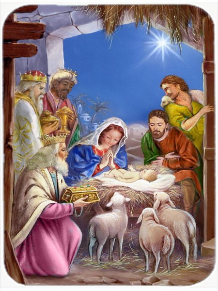 Picture of Carolines Treasures APH5603LCB The Wise Men at the Nativity Christmas Glass Large Cutting Board