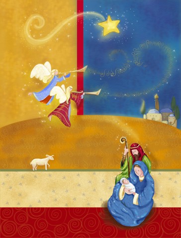 Contemporary Nativity Christmas Flag Canvas House Size