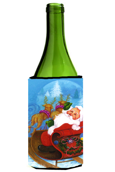 Picture of Carolines Treasures APH5775LITERK Christmas Santa Claus Good Night Wine Bottle Can cooler Hugger