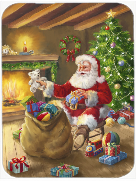 Picture of Carolines Treasures APH5793LCB Christmas Santa Claus Unloading Toys Glass Large Cutting Board