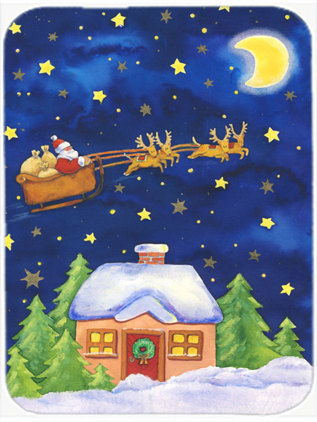 Picture of Carolines Treasures APH5898LCB Christmas Santa Claus Across the Sky Glass Large Cutting Board