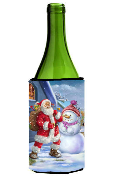 Picture of Carolines Treasures APH6200LITERK Christmas Santa Claus &amp; Snowman Wine Bottle Can cooler Hugger