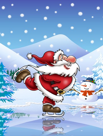 Christmas Santa Claus Ice Skating Flag Garden Size