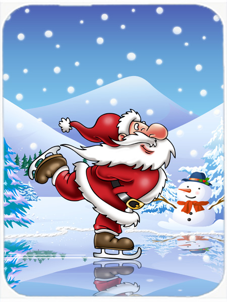Picture of Carolines Treasures APH6386LCB Christmas Santa Claus Ice Skating Glass Large Cutting Board