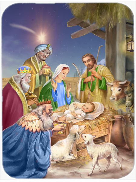 Picture of Carolines Treasures APH6897LCB Christmas Nativity with Wise Men Glass Large Cutting Board