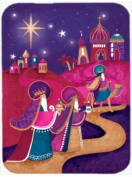 Picture of Carolines Treasures APH7081LCB Christmas Wise Men in Purple Glass Large Cutting Board