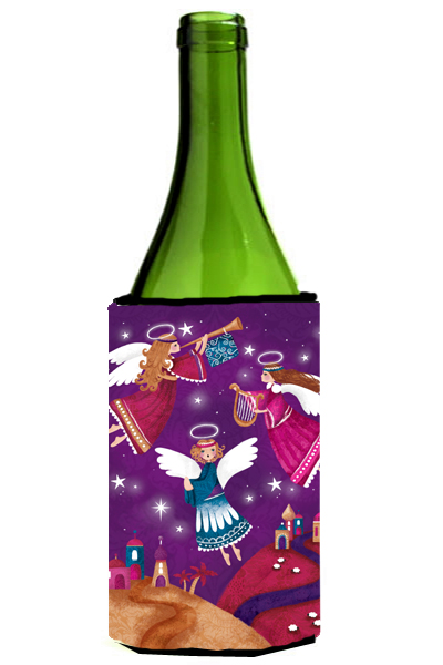 Picture of Carolines Treasures APH7082LITERK Christmas Angels in Purple Wine Bottle Can cooler Hugger