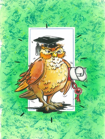 Graduation the Wise Owl Flag Garden Size