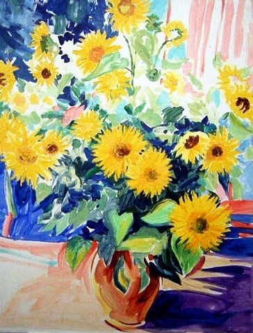 Sunflowers by Roy Avis Flag Canvas House Size