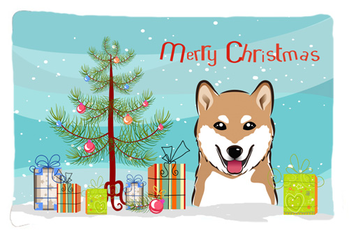 Christmas Tree & Shiba Inu Fabric Standard Pillowcase