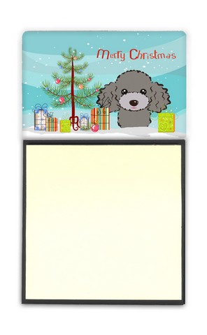 BB1631SN Christmas Tree & Silver Gray Poodle Sticky Note Holder