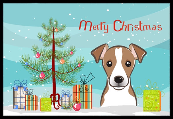 Christmas Tree & Jack Russell Terrier Indoor or Outdoor Mat, 24 x 36