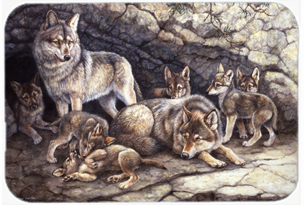 Wolf Wolves by the Den Glass Large Cutting Board