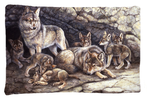 Wolf Wolves by the Den Fabric Standard Pillowcase