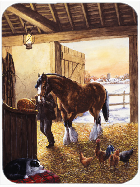 Cydesdale in the Stable Glass Large Cutting Board