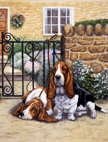 Basset Hound at the Gate Flag Garden Size