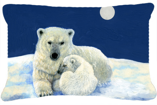 Polar Bears Moonlight Snuggle Fabric Decorative Pillow
