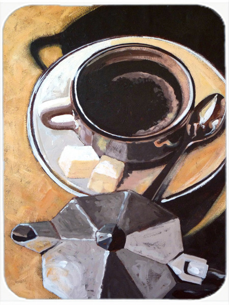 Picture of Carolines Treasures ARA0086LCB Coffee I by Roy Avis Glass Large Cutting Board