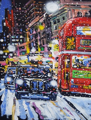 London Snow by Roy Avis Flag Canvas House Size