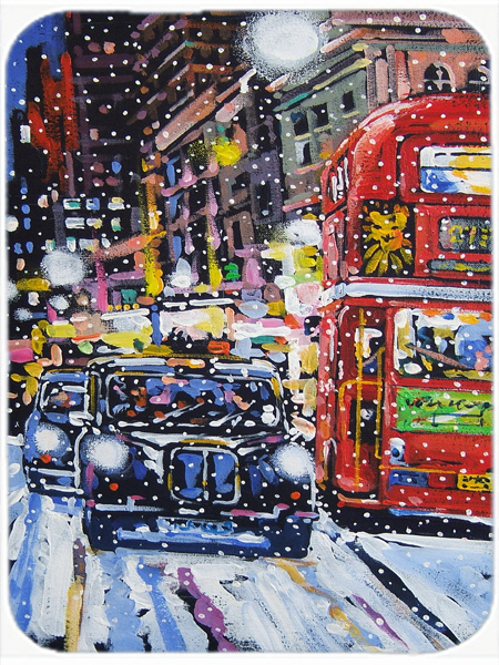 Picture of Carolines Treasures ARA0133LCB London Snow by Roy Avis Glass Large Cutting Board