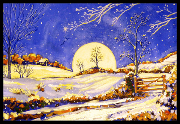 Winter Moonrise by Roy Avis Indoor or Outdoor Mat