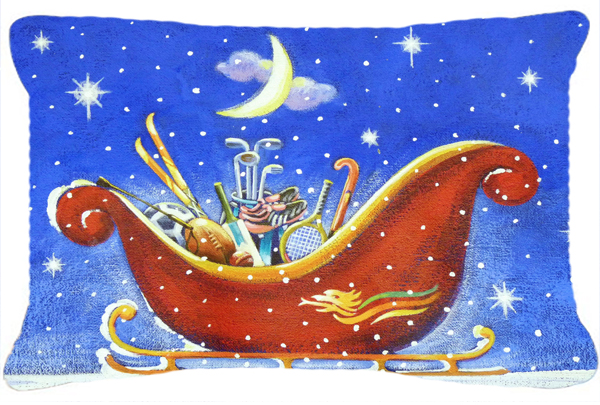 Christmas Santas Sleigh by Roy Avis Fabric Decorative Pillow