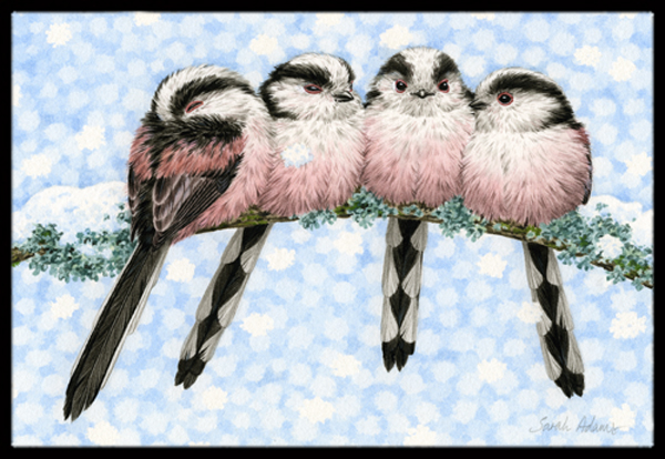Roosting Long Tailed Tits Indoor or Outdoor Mat- 24 x 36