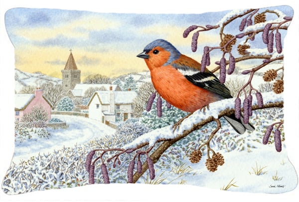 Bull Finch Fabric Decorative Pillow