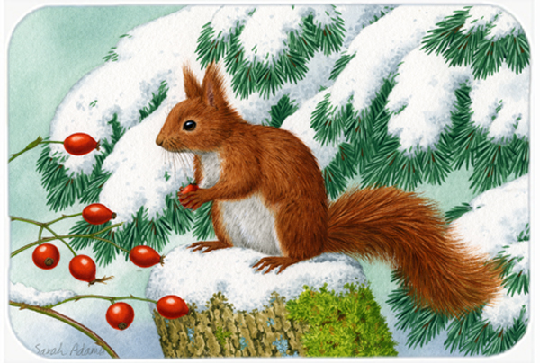 Picture of Carolines Treasures ASA2172LCB Winter Red Squirrel Glass Large Cutting Board