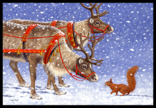 Reindeer & Squirrel Indoor or Outdoor Mat- 18 x 27