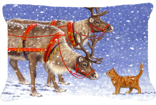 Reindeer & Cat Fabric Decorative Pillow
