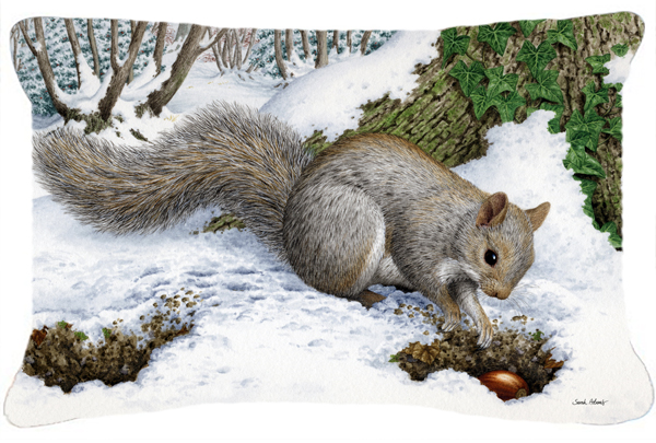 Grey Squirrel Fabric Decorative Pillow