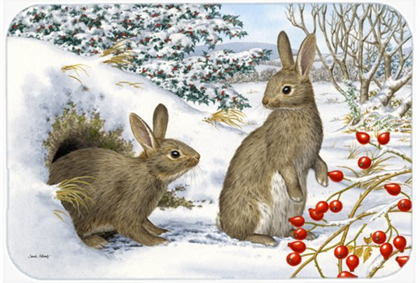 Picture of Carolines Treasures ASA2181LCB Winter Rabbits Glass Large Cutting Board
