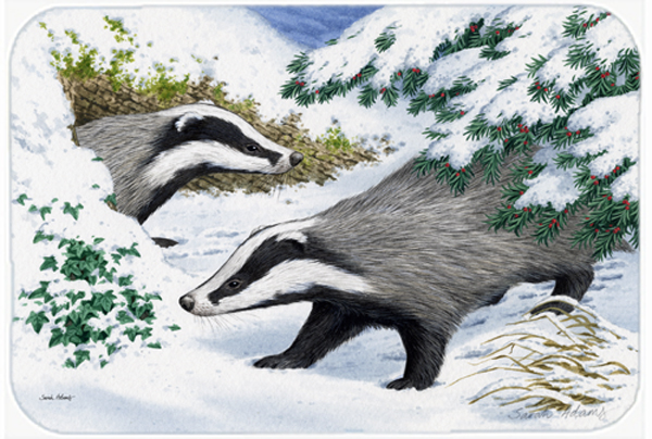 Picture of Carolines Treasures ASA2182LCB Badgers in the Snow Glass Large Cutting Board