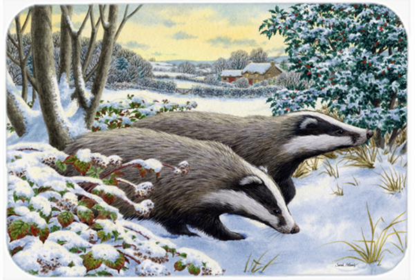 Picture of Carolines Treasures ASA2183LCB Winter Badgers Glass Large Cutting Board