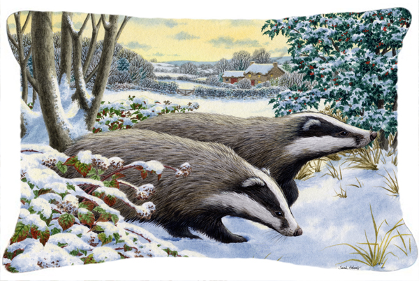 Winter Badgers Fabric Decorative Pillow