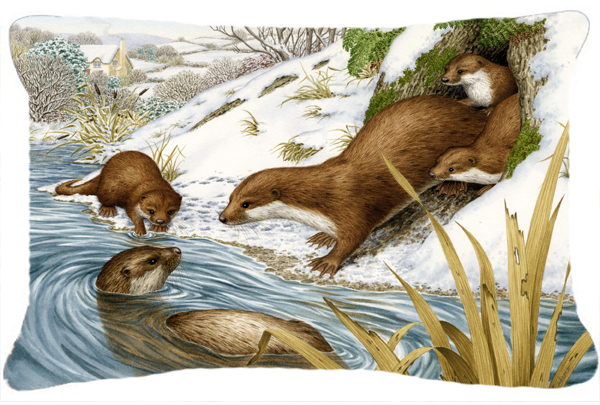 Playtime Otters Fabric Decorative Pillow