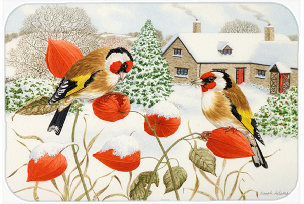 Picture of Carolines Treasures ASA2189LCB European Goldfinches Glass Large Cutting Board