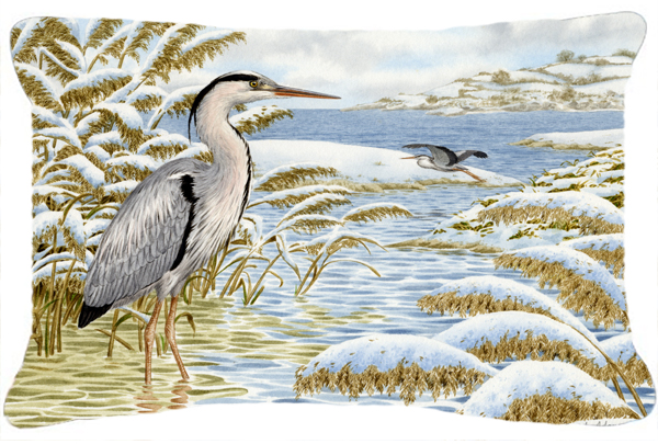 Blue Heron by the Water Fabric Decorative Pillow