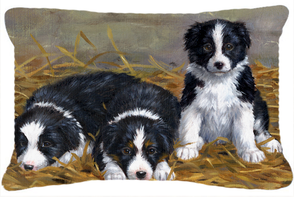 Border Collie Puppies Fabric Decorative Pillow
