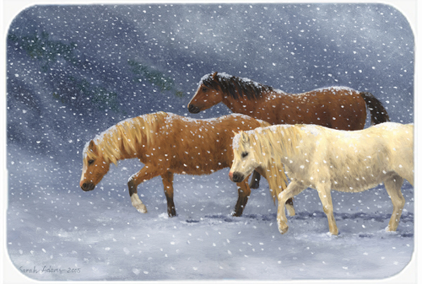 Picture of Carolines Treasures ASA2197LCB Seeking Shelter Horses Glass Large Cutting Board