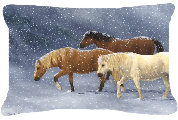 Seeking Shelter Horses Fabric Decorative Pillow