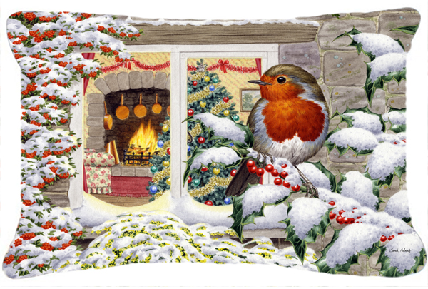 European Robin Fabric Decorative Pillow