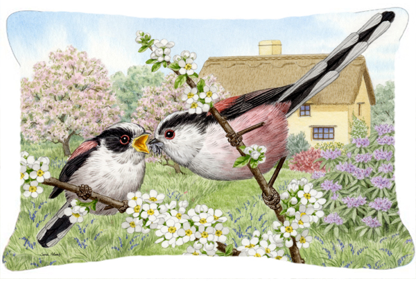 Long Tailed Tits Fabric Decorative Pillow