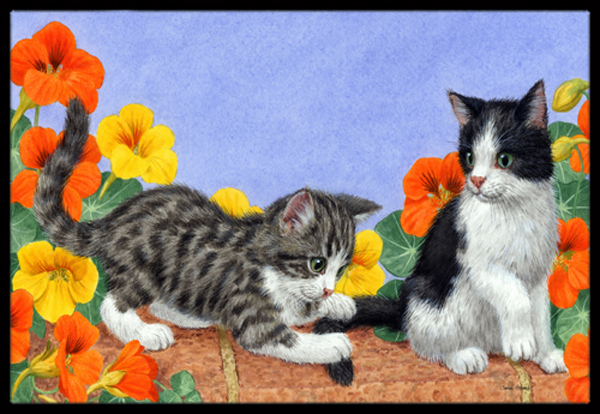 Kittens on Wall Indoor or Outdoor Mat, 24 x 36
