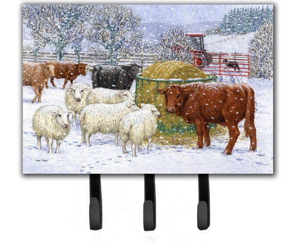 Cows & Sheep in the Snow Leash or Key Holder